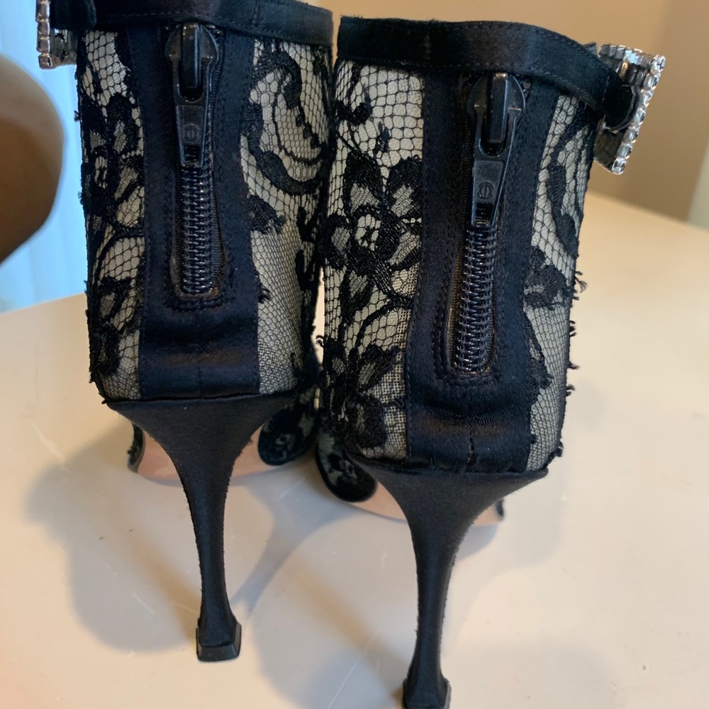 MANOLO BLAHNIK BLACK Rhinestone Booties S36 - Picture 4 of 16